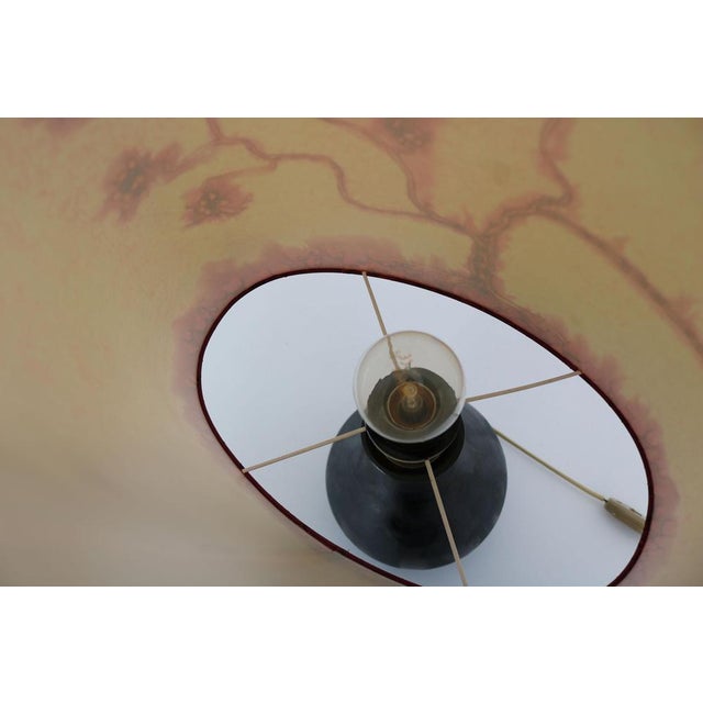 Table Lamp with Black Ceramic Base and a Silk Lampshade, 1970s For Sale - Image 13 of 16