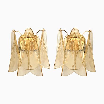 Amber Rondini Murano Glass Gold Wall Sconces by Simoeng, Set of 2 For Sale - Image 9 of 9