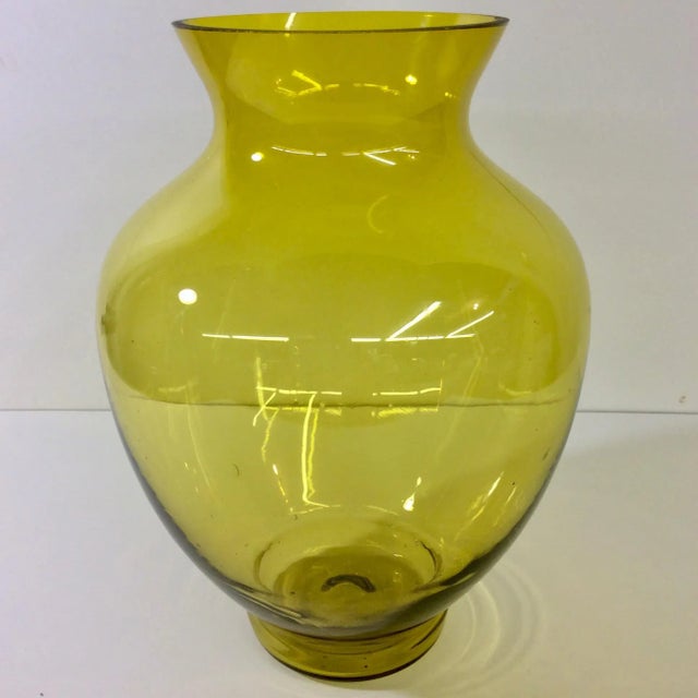 Large Mid-Century Citrine Art Glass Vase. Handmade blown glass. We ALWAYS accept reasonable offers. Before it's gone...