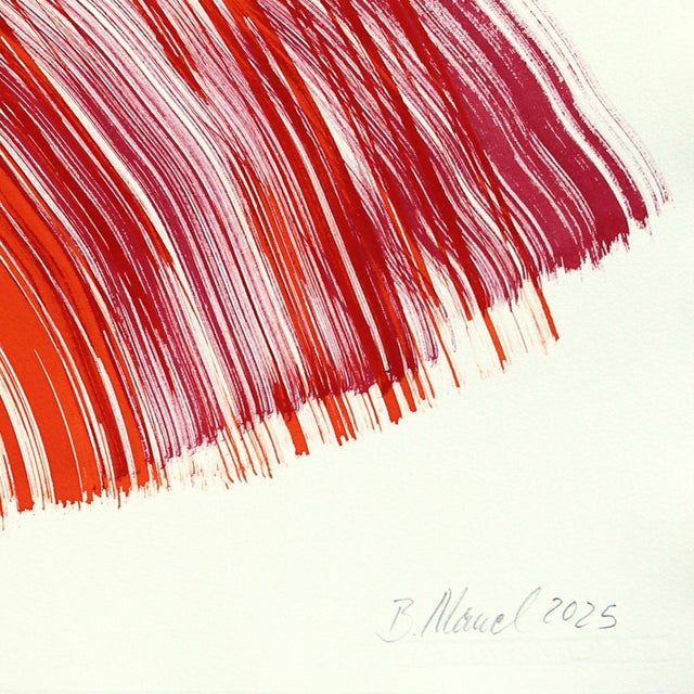 The Red Dress 12 - Abstract Flowy Minimalist Figurative Ink Painting on Paper by Bettina Mauel For Sale In Los Angeles - Image 6 of 6