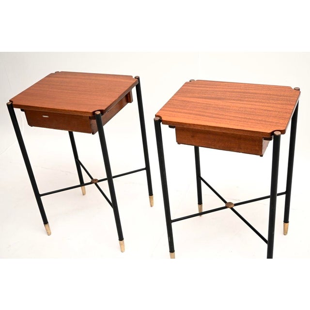 1950s Vintage French Side Tables in Brass and Steel, 1950, Set of 2 For Sale - Image 5 of 11