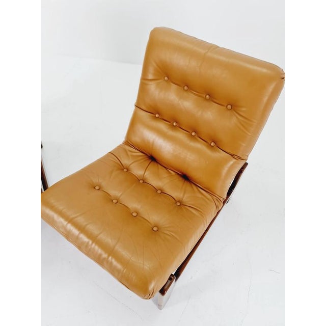 Mid-Century Armchairs in Leather and Walnut Wood, Sweden, 1960s For Sale - Image 6 of 11
