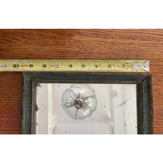 Brown Antique Trumeau Mirror With Hand Carved Details and Printed Chrysanthemum Artwork by M. Streckenbach For Sale - Image 8 of 12