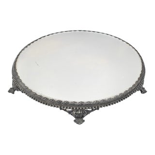 Mid 20th Century Art Nouveau Silver Plated Mirrored Plateau Tray For Sale