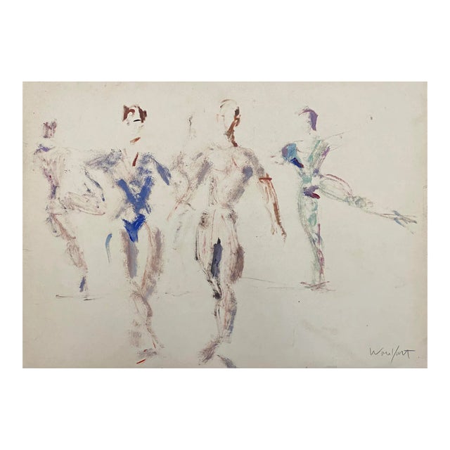 1950s Marius Woulfart Dancers Figural Painting For Sale