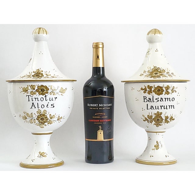 Chelsea House Inc Apothecary Jars Pair 1960s Signed Italy For Sale - Image 4 of 11