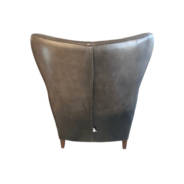 Pair of Dutch Mid-Century Navy Blue Leather Wingback Chairs For Sale In Los Angeles - Image 6 of 17