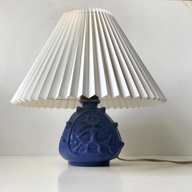 Spiky Blue Ceramic Table Lamp with Troll by Lauritz Hjorth, 1940s For Sale - Image 9 of 13
