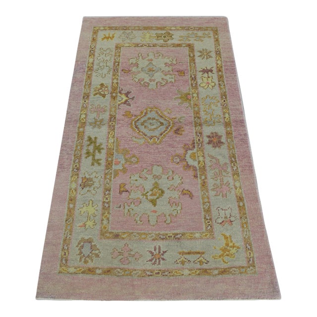 Early 21st Century Pink Turkish Oushak Rug 2'9" X 5'1" For Sale