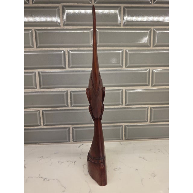Wood Mid-Century Balinese Art Deco Elongated Maiden Bust in Premium Hardwood For Sale - Image 7 of 12