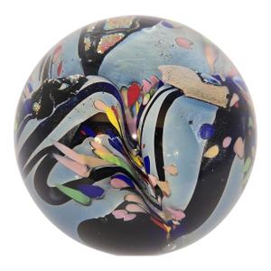 Rollin Karg Signed, Dichroic 2004 Signed Robert Eickholt Hand-Blown Iridescent Art Glass Paperweight