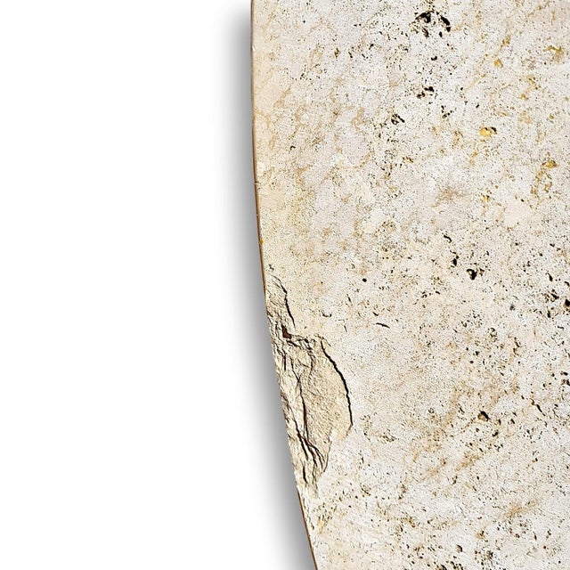 Modern Kreiss Trieste Collection 60" Round Travertine & Wrought Iron Center or Dining Table For Sale - Image 17 of 17