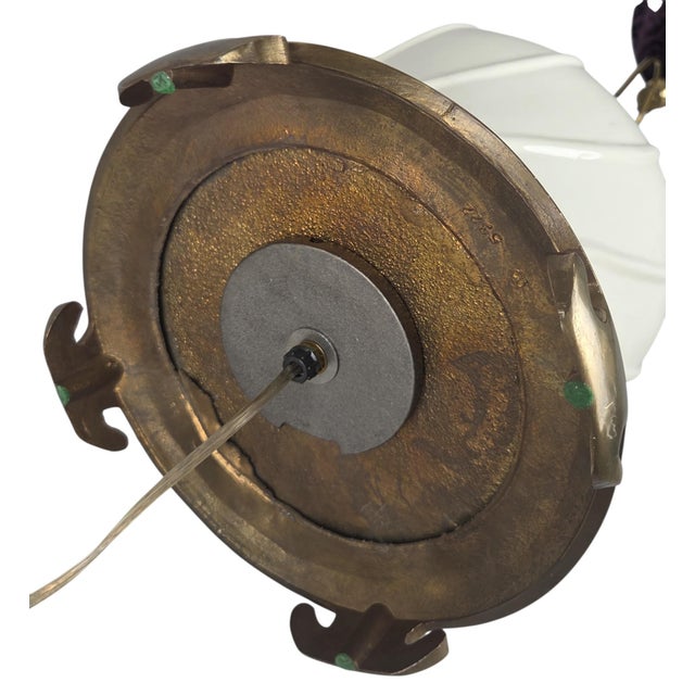 1970s Morris Greenspan Hollywood Regency White Ceramic & Brass Table Lamp For Sale - Image 9 of 10