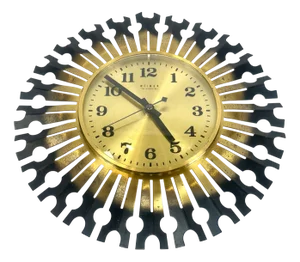 Mid-Century Modern Brass Sunburst Wall Clock from Weimar, 1970s