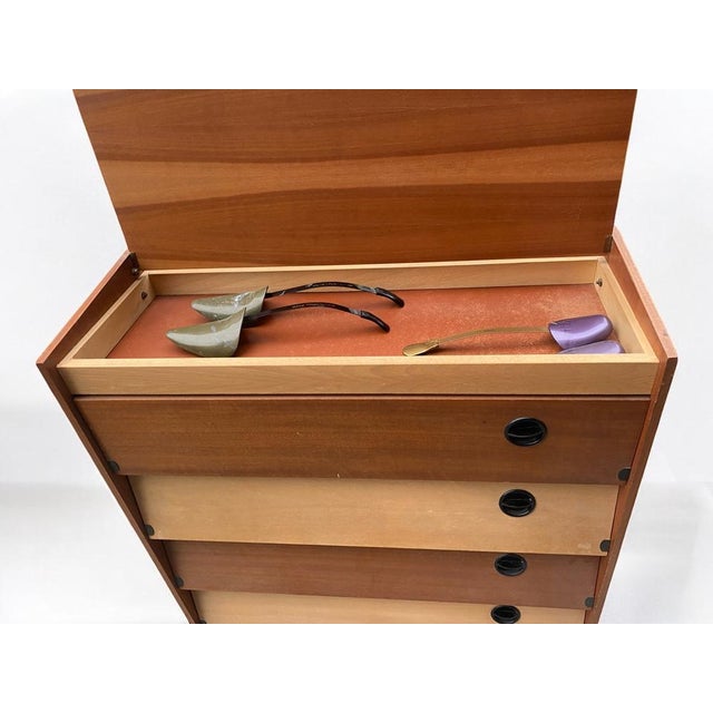 Wood Mid-Century German Brown and Beige Shoe Cabinet, 1950s For Sale - Image 7 of 18