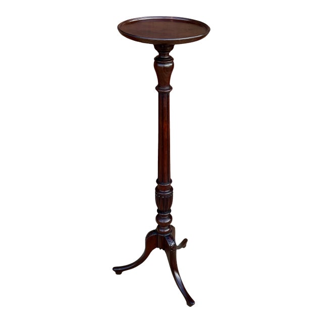 English 19th Century Mahogany Plant Stand on Tripod Base. For Sale