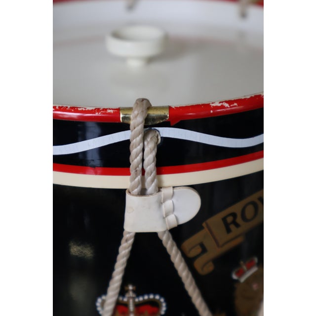 A distinctive vintage Royal Marines drum-form ice bucket handmade in England by Regimental Replicas, the British firm...