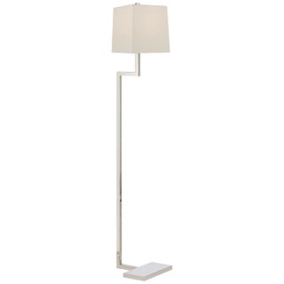 AERIN for Visual Comfort Signature Alander Floor Lamp in Polished Nickel with Linen Shade For Sale