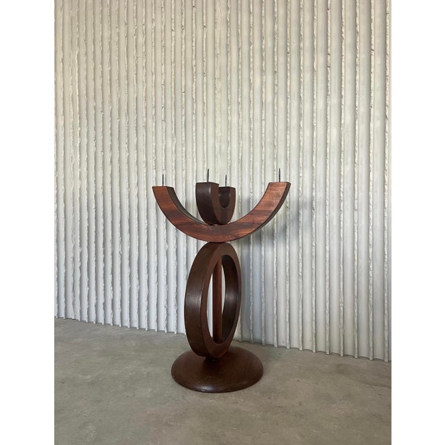 Large Sculptural Rosewood Candleholder, 1960s For Sale - Image 6 of 9