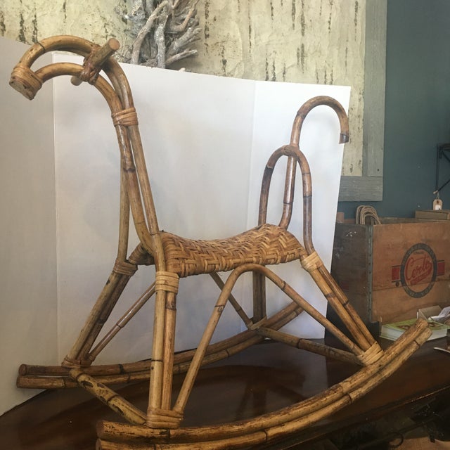 Vintage Boho Wicker Rocking Horse Chairish