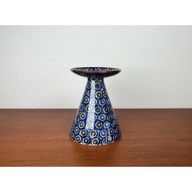 Ceramic Mid-Century Modern German Vase with Peacock Design For Sale - Image 7 of 13