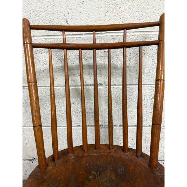 Antique American Windsor Farmhouse Style Plank Seat Dining Chair For Sale In Kansas City - Image 6 of 10