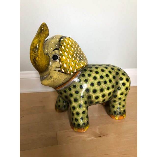 Gold Late 20th Century Sermel Paper Mache Elephant Figurine For Sale - Image 8 of 8