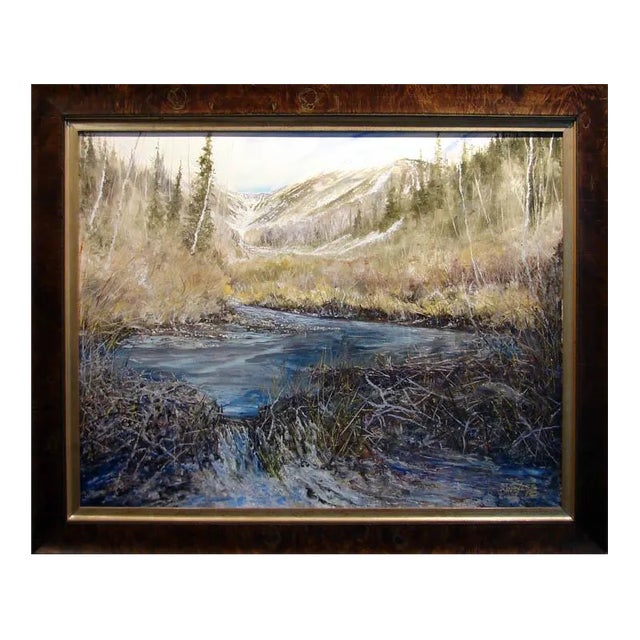Dave Iles "Beaver Dam" Original Landscape Painting on Canvas, Custom Framed For Sale