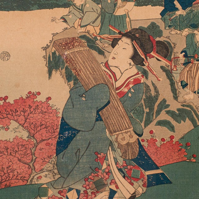 Mid 19th Century Antique Framed Woodblock Print, Japanese Art, Edo, Ukiyo-E, Kunisada, Victorian For Sale - Image 5 of 10