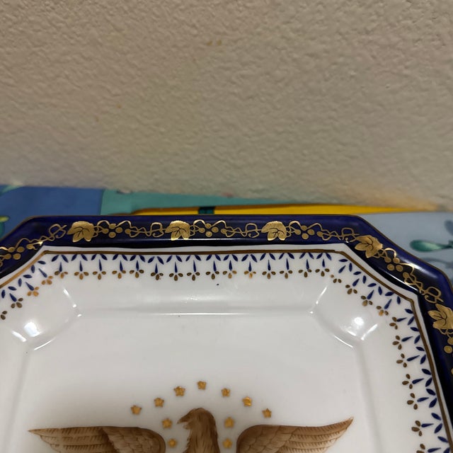 Cobalt Blue & Gold Octagon Square Patriotic Dish For Sale - Image 4 of 5