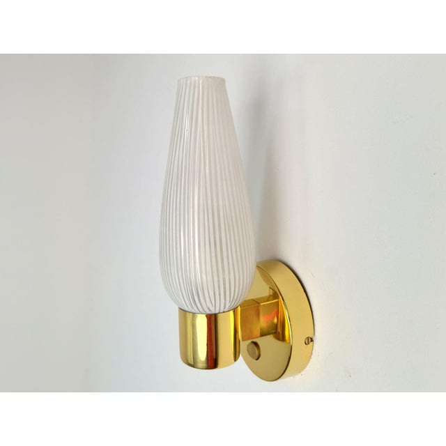 Mid-Century Swedish Wall Lamps in Brass and Glass, 1970, Set of 2 For Sale - Image 3 of 10