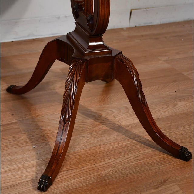 1940s Mersman Duncan Phyfe Style Mahogany Lyre Base Pair of Side Tables / End Tables For Sale - Image 12 of 15
