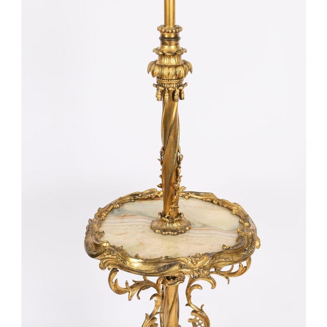 Antique Rococo Revival Ormolu and Onyx Telescopic Standard Lamp, 1890s For Sale - Image 13 of 18