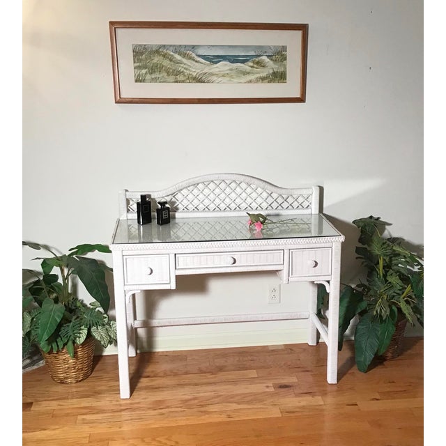 1960s Henry Link White Wicker Vanity Desk Chairish