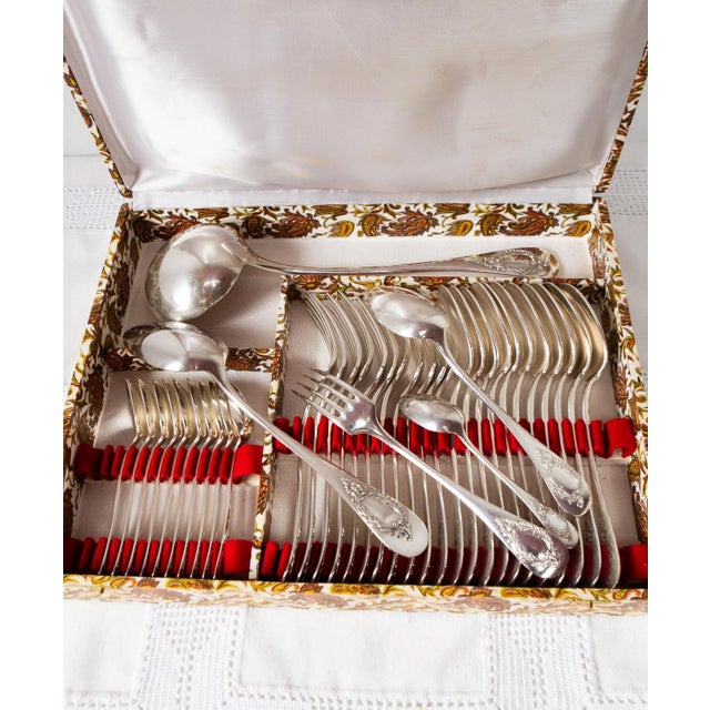 Vintage French Flatware Set for Twelve People by Ravinet Denfert, 1930s, Set of 38 For Sale - Image 9 of 9