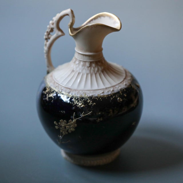 Ceramic Amphora Art Nouveau Ewer, c.1900, Spider Web & Gilt Floral Design For Sale - Image 7 of 16