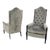 Tall Tufted Backs Black Lacquer Frames Decorative Arm Chairs Thrones - A Pair For Sale