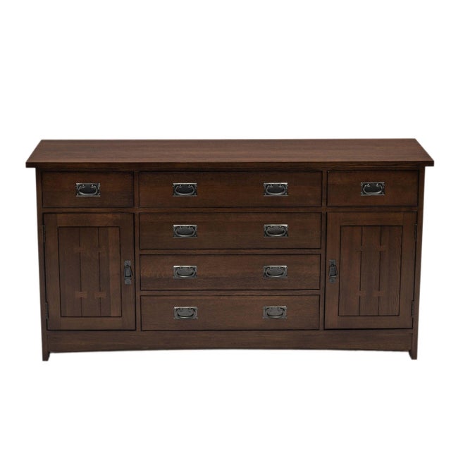 Mission Mission Oak 6-Drawer 62" Sideboard - Walnut For Sale - Image 3 of 6