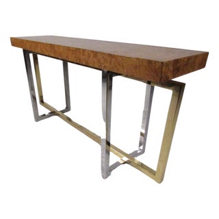 Mid 20th Century Mid-Century Olive Burl Console Table For Sale