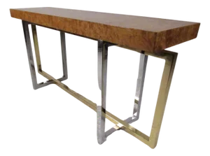 Mid 20th Century Mid-Century Olive Burl Console Table