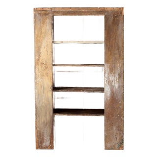 Antique Primitive Painted Farmhouse Cupboard Shelving For Sale