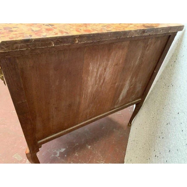 Wood Louis XVI Style Half Moon Chest of Drawers with Marquetry and Cube Base, 20th Century For Sale - Image 7 of 15