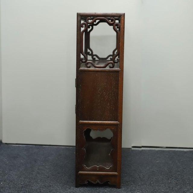Wood Vintage Chinese Hardwood Two-Tier Display Cabinet (Curio) With Drawers - 76cm For Sale - Image 7 of 9