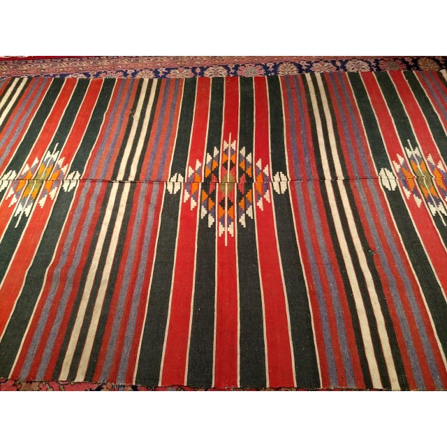 Vintage Handwoven Kilim Rug, Wool, Southwestern Design, Turkey, 1950s, 6' x 11' For Sale - Image 13 of 14
