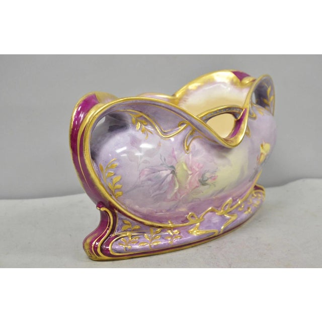 Purple Antique Franz Anton Mehlem Royal Bonn Germany Art Nouveau Purple Jardinière Vase For Sale - Image 8 of 17