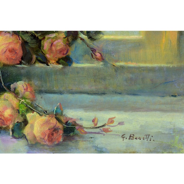 1980s Giovanni Bonetti, Lush Floral Bouquet in Blue Vase, 1980s, Oil on Canvas, Framed For Sale - Image 5 of 6