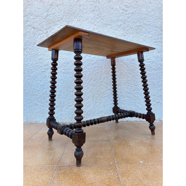 Victorian Oak Side Table With Barley Twist Legs, Early 20th Century For Sale - Image 4 of 6