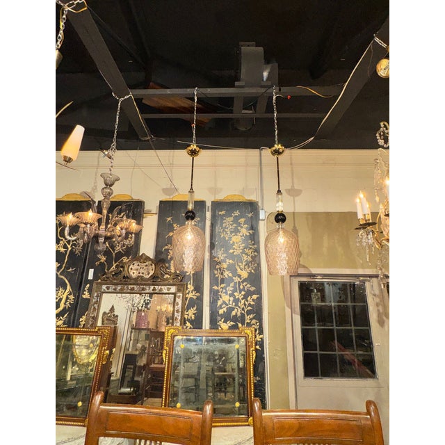 Murano Pink and Black Glass Pendant Lights For Sale In Dallas - Image 6 of 6