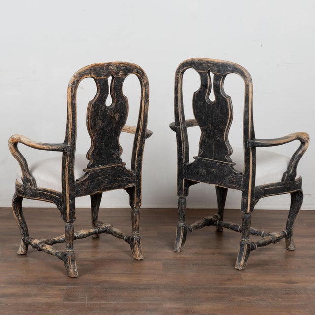 Pair, 19th Century Swedish Black Rococo Armchairs For Sale - Image 17 of 17
