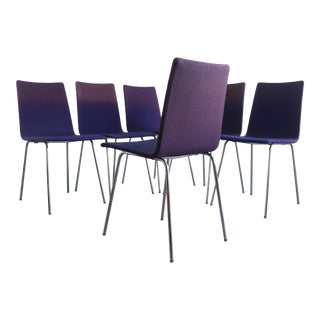Minimal Chrome Dining Chairs Set on Petite Tublular Chrome Bases West Germany - Set of 6 For Sale